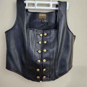 Leather Vest with Gold Accents